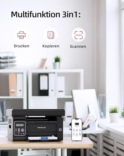 PANTUM M6500NW Laserdrucker Multifunktionsgerät mit Scanner und Kopierer,Drucker WLAN, Schwarz Weiss, Airprint, A4,22ppm