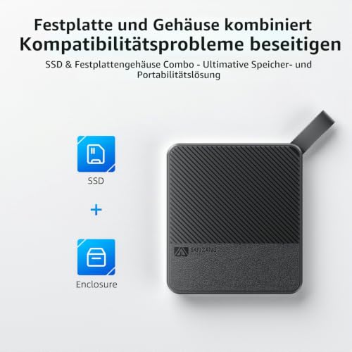 SAN ZANG MASTER Externe Festplatte 2TB,560 MB/s Lesen, 520 MB/s Schreiben,USB 3.2 Gen.1, Festplatte Extern für PC, Smartphone, und Spielekonsolen, S5Plus