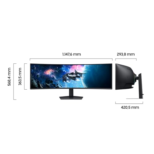 Samsung Odyssey G95C Curved Gaming Monitor, 49 Zoll, VA-Panel, 5.120 x 1.440 Pixel, VESA DisplayHDR 1.000, HDR10+ Gaming, Freesync Premium Pro, Bildwiederholrate 240 Hz, Reaktionszeit 1 ms (G/G)