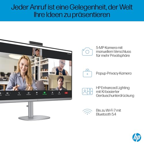 HP OmniStudio X 32-c0275ng All-in-One KI PC, 31.5 Zoll Entspiegeltes UHD-4K-Display, Intel Core Ultra 7 155H, 16 GB DDR5-SDRAM, 1 TB SSD, Intel Arc Graphics, Windows 11 Home, QWERTZ Tastatur, Silber