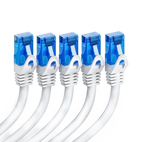 deleyCON 0,25m CAT6 Netzwerkkabel Set U-UTP RJ45, 5 Stück - Weiß