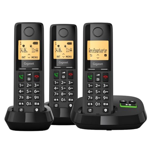 Gigaset Pure 320A Trio - Schnurloses DECT-Telefon mit Anrufbeantworter - mit Call-Block-Taste und Freisprechfunktion - 100 Kontakten, schwarz [Kompatibel in DE, IT, FR, NL, BE, Che, AUT]
