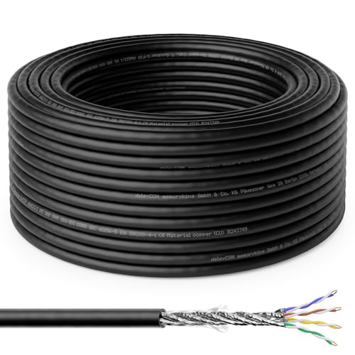 deleyCON 10m CAT 7 Outdoor Verlegekabel Kupfer CU S/FTP 10Gbps