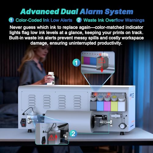 DSV A3+ Plus XP600 DTF-Drucker mit Trockenofen, automatischer Reinigung und Weißpapierzirkulation, doppelter Druckgeschwindigkeit im Vergleich zum L1800, 5-Zoll-Touchscreen, Drucken mit einem klick