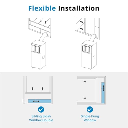 7000 BTU Mobiles Klimagerät mit Abluftschlauch für 30–40 m², leiser 4-in-1 Raumkühler mit Entfeuchtung, Ventilation und Follow-Me, R290, 24h-Timer, Fernbedienung, Fenster-Set, Energieklasse A