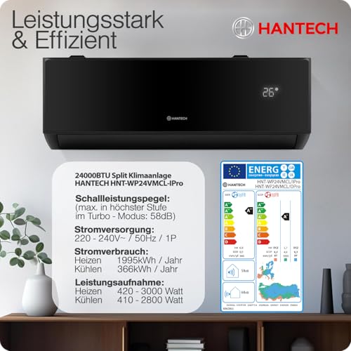 HANTECH Inneineinheit für Multi Split Klimaanlage H-PRO 24000 BTU schwarz