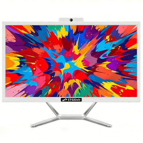 STGSivir All in One PC, 21.5" FHD Display, Core i5, 16G RAM, 512G SSD | PC All in One, WLAN, BT 5.0, Webcam, Win11 Pro, Weiß, AIO PC für Zuhause & Büro