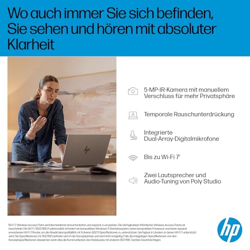 HP OmniBook X Flip, 16" 3K, Intel Core Ultra 7, 32GB RAM, 1TB SSD | Copilot+ Premium 2-in-1 Laptop mit großem 3K-Touchdisplay für Kreativarbeit, Business und Multitasking, QWERTZ, Silber