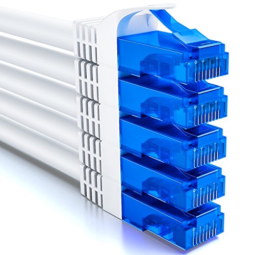 deleyCON 2m CAT6 Netzwerkkabel Set U-UTP RJ45, 5 Stück - Weiß | CAT-6 LAN Kabel, Patchkabel, Ethernetkabel für DSL, Switch, Router, Modem, Repeater und Patchpanel