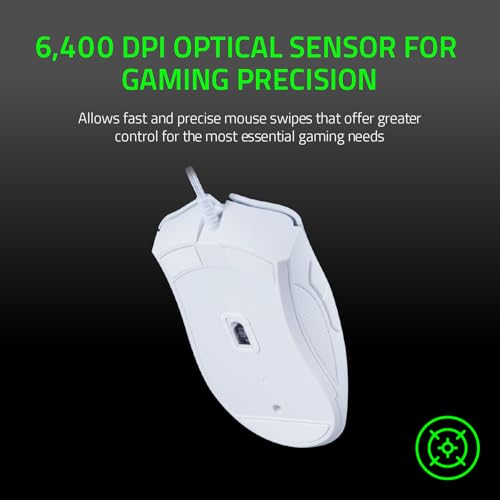 Razer DeathAdder Essential (2021) - Essentielle Gaming-Maus mit optischem 6.400-DPI-Sensor - Ergonomisches Gehäuse - Extra robust - PC/Mac | Weiß