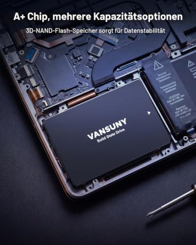 Vansuny Intern SSD 256GB 2.5 Zoll SATA III 6 Gb/s SSD intern 256GB 3D TLC NAND-Technologie zum Aufrüsten von PC/Laptop Speicher und Speicher für IT-Profis/Ersteller/Unternehmen