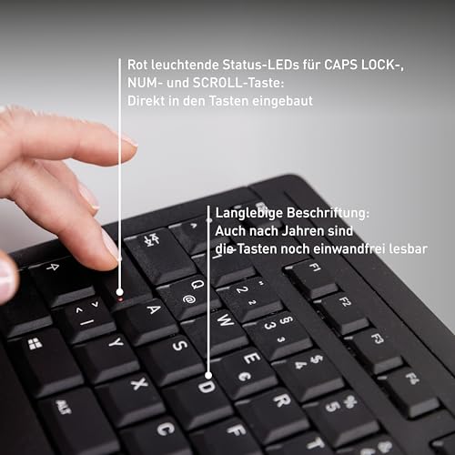 CHERRY Stream Keyboard, Kabelgebundene Tastatur, Deutsch QWERTZ, Weiß-Grau | Fullsize-Keyboard mit Nummernblock, für PC/Computer, Leiser Tastenanschlag, Flaches Design, USB-A Anschluss, 10 Zusatztasten