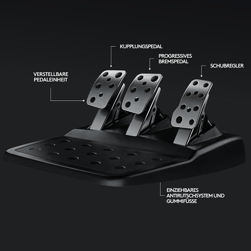 Logitech G29 Driving Force Gaming Rennlenkrad, Zweimotoriges Force Feedback, 900° Lenkbereich, Racing Leder-Lenkrad, Verstellbare Edelstahl Bodenpedale, für PS5, PS4, PC, Mac - Schwarz