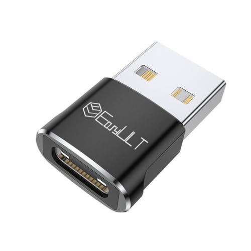 EasyULT USB C Adapter, USB auf Typ C Adapter, Typ C Buchse zu USB-A für iPhone 16/15/14/13/12, iPad mini/Air, Samsung Galaxy S25 A55 Ultra und Andere Smartphone & Tablet (Schwarz)