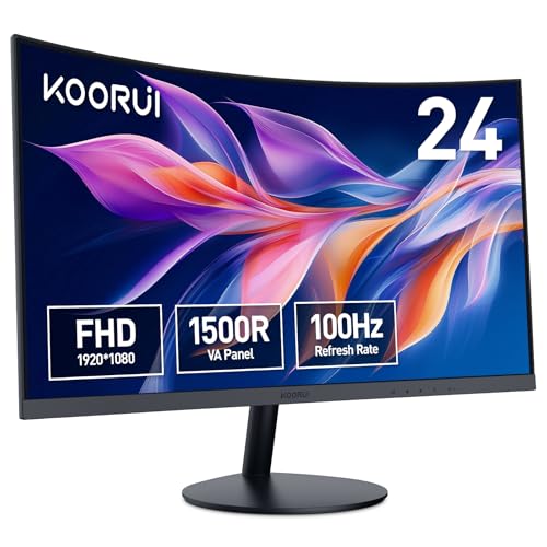 KOORUI 23.6 Zoll Bildschirm Curved Monitor Full HD 100Hz 3000:1 24N5CA