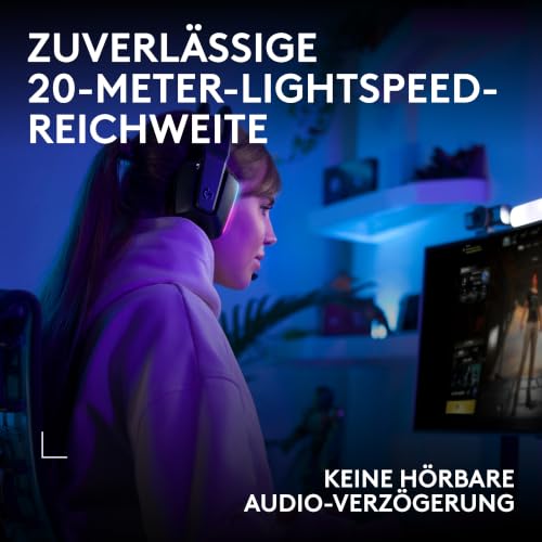 Logitech G G733 Lightspeed Kabelloses Gaming-Headset für PC & Streamer | Kopfbügel, LIGHTSYNC RGB, Blue VO!CE, PRO-G-Lautsprecher, ultraleicht, 29 Std. Akku, 20 m Reichweite, kabellose Headsets