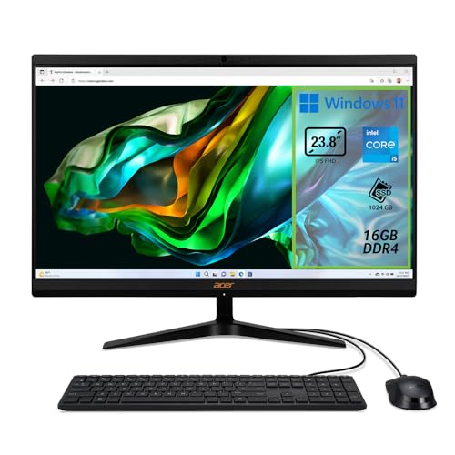 Acer Aspire C24 – 1800 Desktop-PC, Prozessor Intel Core i5 – 12450H, RAM 16 GB DDR4, 1024 GB SSD, Display 23,8 Zoll IPS FHD LED LCD, Intel UHD, WLAN, Webcam, Windows 11 Home