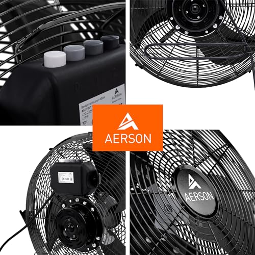 AERSON® Bodenventilator 30cm | Windmaschine mit 3-Leistungsstufen 55W | Standventilator Ventilator hoher Luftdurchsatz | Standlüfter Raumkühler aus Metall | Stufenloser Neigungswinkel bis 110 Grad