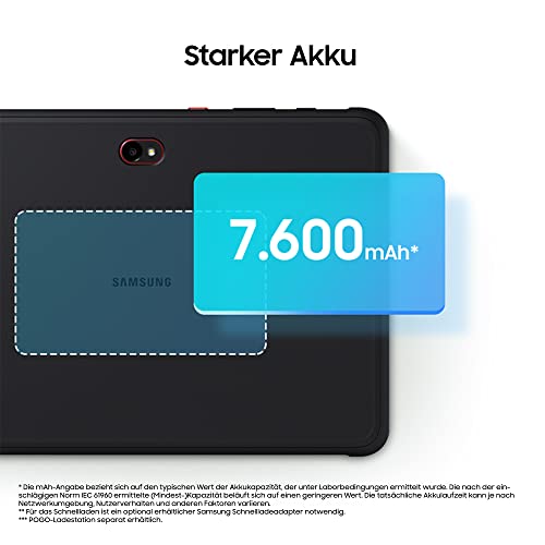 Samsung Galaxy Tab Active4 Pro WiFi Enterprise Edition, robustes 10,1 Zoll Android Tablet, 64 GB, 7.600 mAh Akku, Business Tablet, Black