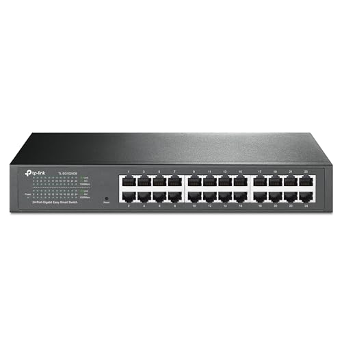 TP-Link TL-SG1024DE 24 Port Gigabit Netzwerk Managed Switch (Rackmount, 24*RJ-45 Ports, Metallgehäuse, IGMP-Snooping, Plug-und-Play, schwarz