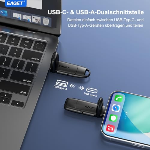 512GB USB C Stick, Bis zu 400 MB/s Lesen & 360 MB/s Schreiben, Dual Drive Typ-C & USB-A, USB 3.2 Speicherstick,Metallgehäuse, USB Flash Drive für iPhone 15/16/17,Android-Handy,Tablet, Laptop,Mac,PC