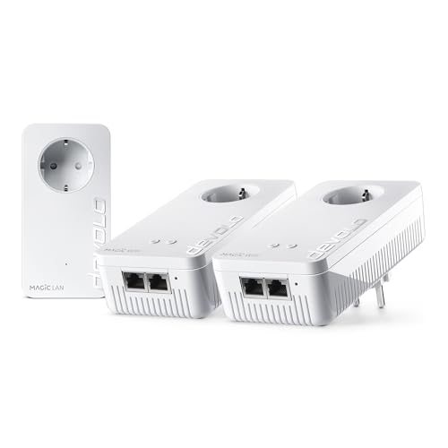 devolo Magic 2 WiFi 6 Next Multiroom Kit, WLAN Powerline Adapter, bis zu 3.000 Mbit/s über Wi-Fi 6, Mesh WLAN Steckdose, 2X Gigabit LAN, weiß