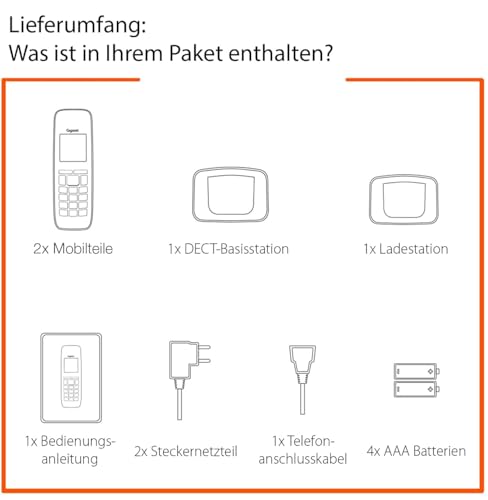 Gigaset E290 Duo - 2 Schnurlose Senioren-Telefone ohne Anrufbeantworter, große Tasten, Zielwahltasten für wichtige Nummern, Verstärker-Funktion für extra lautes Hören, schwarz [Deutsche Version]