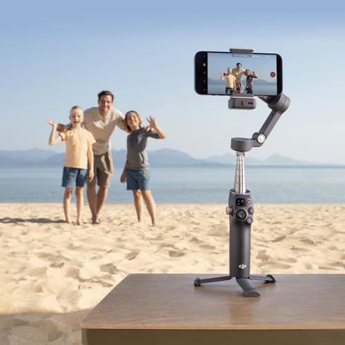 DJI Osmo Mobile 7P Gimbal-Stabilisator (iPhone/Android), Natives Tracking | Beleuchtung, 3-Achsen-Smartphone-Gimbal, Schneller Start, Ein-Klick-Bearbeitung, Integrierter Verlängerungsstab & Stativ