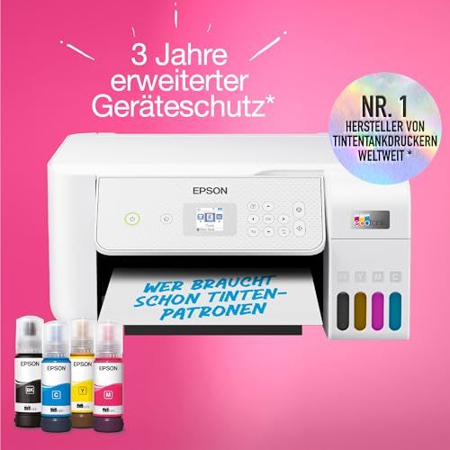 Epson EcoTank ET-2876 Tintentankdrucker | für vielbeschäftigte Haushalte | WLAN | A4 | Drucken, Kopieren, Scannen | 3.7 cm LCD-Bildschirm | inkl. Tinte für bis zu 3 Jahre