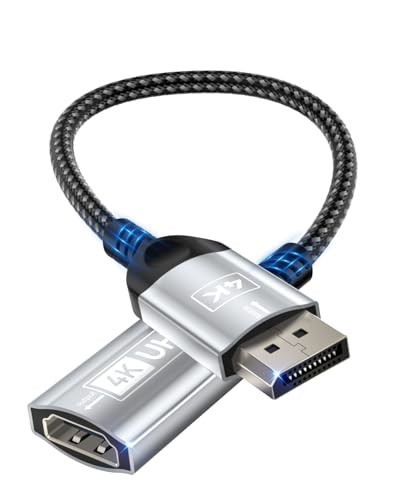 Nersligek 4K DisplayPort auf HDMI Adapter, Unidirektional DP (Display Port) Stecker auf HDMI Buchse Konverter Kompatibel mit Lenovo, HP, Dell, AMD, NVIDIA, Mehr Passiv
