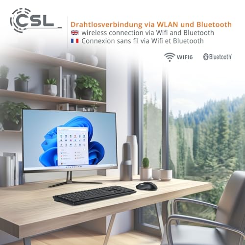 All-in-One-PC CSL Unity F27B-ALS, 68,58 cm (27 Zoll, 1920x1080 Full HD) - Leistungsstarker AIO (Intel N200 CPU 4x3700 MHz, 256 GB SSD, 16 GB DDR4-RAM, Windows 11 Pro), schwarz