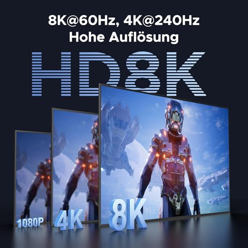 UGREEN HDMI+DP KVM Switch 2 PC 3 Monitore 8K60Hz mit 4 USB 3.0 Ports | 2DP+1HDMI KVM Switch 2 In 3 Out mit 4DP+2HDMI Kabeln; 4 USB 3.0 Ports Jede 5 Gbps Kompatibel mit Windows/Linux