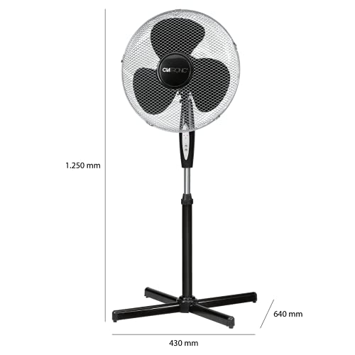 Clatronic VL 3741 S Standventilator, Ø 40 cm, Oszillierend, 3 Laufgeschwindigkeiten, 2 elektronische Windmodus-Funktionen, elektronischer Timer, Fernbedienung, schwarz