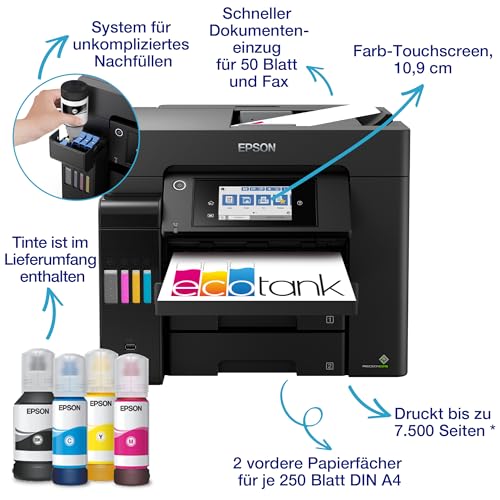 EcoTank ET-5850 DIN-A4-Multifunktions-Wi-Fi-Tintentankdrucker mit Fax