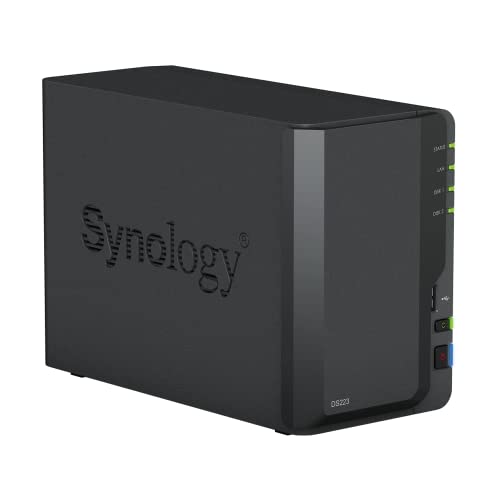 Synology DS223 2-Bay Diskstation NAS (Realtek RTD1619B Quad-Core 2GB Ram 1xRJ-45 1GbE LAN-Port) Bundle mit 2 x 4TB WD RED Plus HDD (WD40EFPX - 68C6CN0)