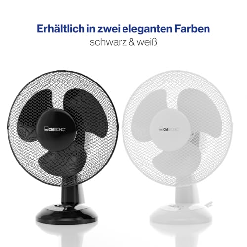 Clatronic® Ventilator mit Schwenkfunktion | Ventilator leise 2 Stufen | Ø 23 cm | Tischventilator 30W | Fan | Tischventilator sehr leise | VL 3601 weiß