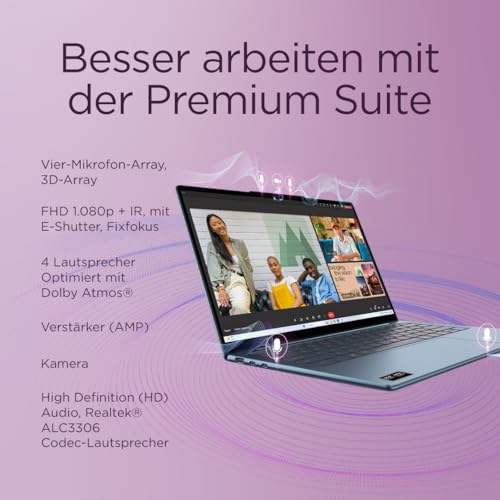 Lenovo Yoga Slim 7 Laptop | Copilot+ PC | 14" 2.8K WUXGA OLED Display | AMD Ryzen AI 5 340 | 16GB RAM | 512GB SSD | AMD Radeon Grafik | Win11 | QWERTZ | Tidal Teal | 3 Monate Premium Care