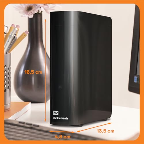 WD Elements Desktop-Speicher 24 TB (Desktop-Speicher USB 3.0-kompatibel, Zusatzspeicher für Fotos, Musik, Videos und alle anderen Dateien, stoßfest) Schwarz
