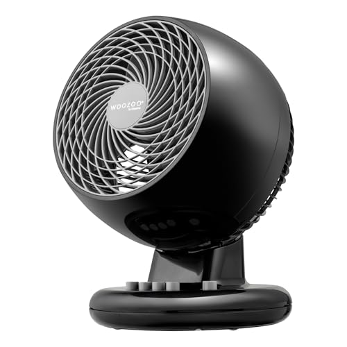Iris Ohyama Woozoo, Leiser, leistungsstarker & tragbarer Tischventilator, 23m², Reichweite 12m, Oszillation, Vertikale Neigung, Zimmer - Woozoo PCF-M18 - Schwarz