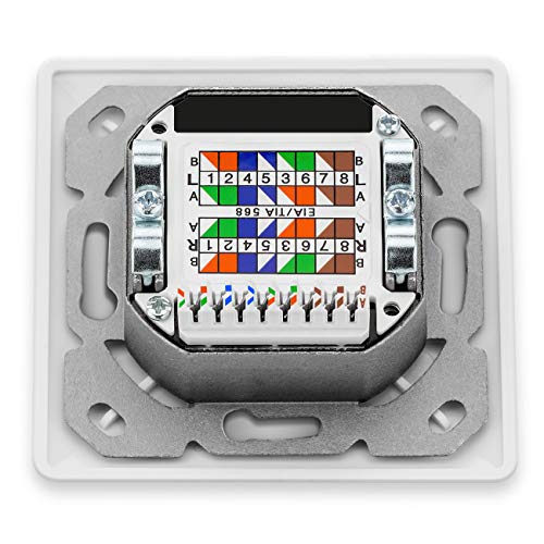 deleyCON CAT6a Universal Netzwerkdose 1x RJ45 Port geschirmt, 1 Stück, Weiß
