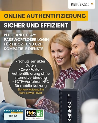 REINER SCT FIDO Stick Pro USB-C | Für FIDO2- und U2F-kompatible Dienste | Sicherheitsschlüssel für schnelle und unkomplizierte Zwei-Faktor-Authentisierung