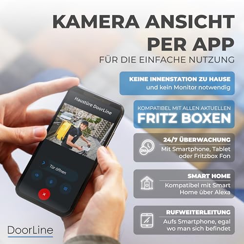 DoorLine Slim DECT + Cam Bundle, Anthrazit, Türsprechanlage mit Kamera | Videoklingel mit Kamera, FRITZ!Box kompatibel, Türöffner-Funktion, WLAN Integration, SmartHome-fähig