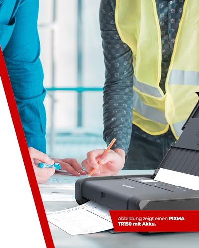 Canon PIXMA TR150 mobiler Drucker (WLAN, Cloud, AirPrint, 4.800 DPI x 1.200 DPI, Highspeed USB Typ C, OLED-Display, Tintenstrahldrucker), schwarz, 322 x 185 x 66 mm