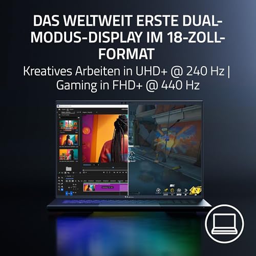 Razer Blade 18 (2025) - 18 Zoll Gaming-Laptop - NVIDIA GeForce RTX 5070 Ti - Intel Core Ultra 9 275HX - 18" Dual Display UHD+ 240Hz - FHD+ 440Hz - 32GB DDR5-1TB SSD - QWERTZ DE-Layout | Schwarz