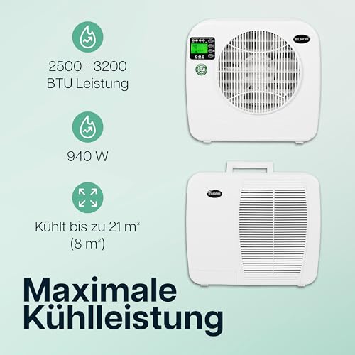 Eurom Klimaanlage AC3201E Weiß für Wohnwagen, Camping, Camper, Caravan | Mobiles Klimagerät mit 2.500–3.200 BTU | Kühlleistung für kompakte Räume | Betriebsspannung 220–240 V