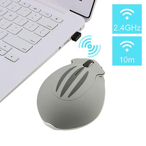 Justdfine Hamster Form Kabellose Maus Computer Maus 1200DPI niedlich Cartoon Leise Funkmaus für Kinder Tragbare Wireless Mouse für Links und Rechtshänder, PC/Laptop/Windows/Linux, Geschenk Grau