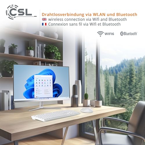All-in-One-PC CSL Unity F27W-ALS, 68,58 cm (27 Zoll, 1920x1080 Full HD) - Leistungsstarker AIO (Intel N200 CPU 4x3700 MHz, 512 GB SSD, 16 GB DDR4-RAM, Windows 11 Home), weiß