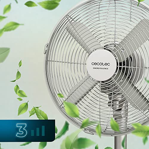 Cecotec Tischventilator EnergySilence 610 SteelDesk, 40 W | 30 cm Durchmesser, 4 Aerodynamikflügel, 3 Geschwindigkeiten, Oszillation, Edelstahl-Design