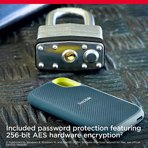 SanDisk Extreme Portable SSD 2 TB - bis zu 1.050 MB/s Lesen - Monterey | Externe SSD, kompatibel mit PC & Mac, IP65-Wasser- & -Staubschutz, 256-Bit-Verschlüsselung, USB 3.2 Gen 2, USB-C