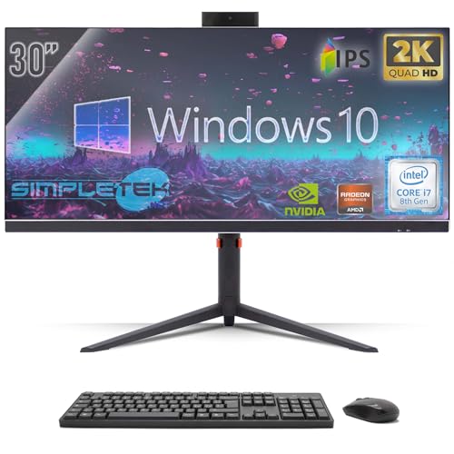 SIMPLETEK - All in One PC 30" IPS 2K Core i7 nVidia RTX 4060 8GB | Windows 10 Pro - 64GB DDR4 960GB SSD M2 + 2TB | All-in-One Gaming Desktop-PC WiFi6 HDMI